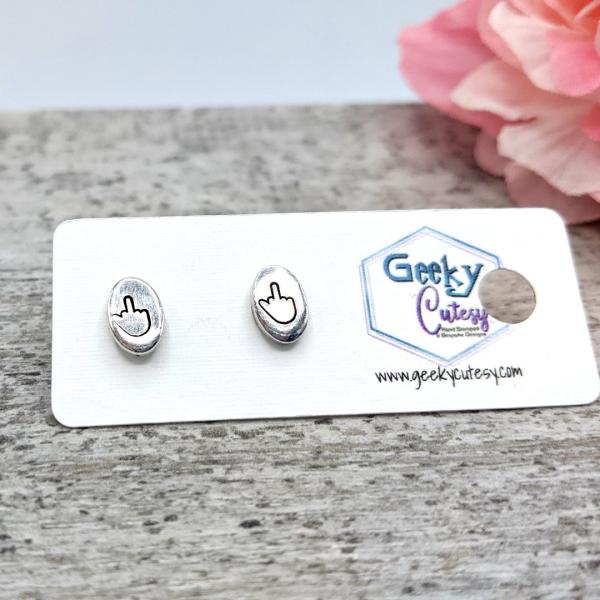 Middle Finger Stud Earrings