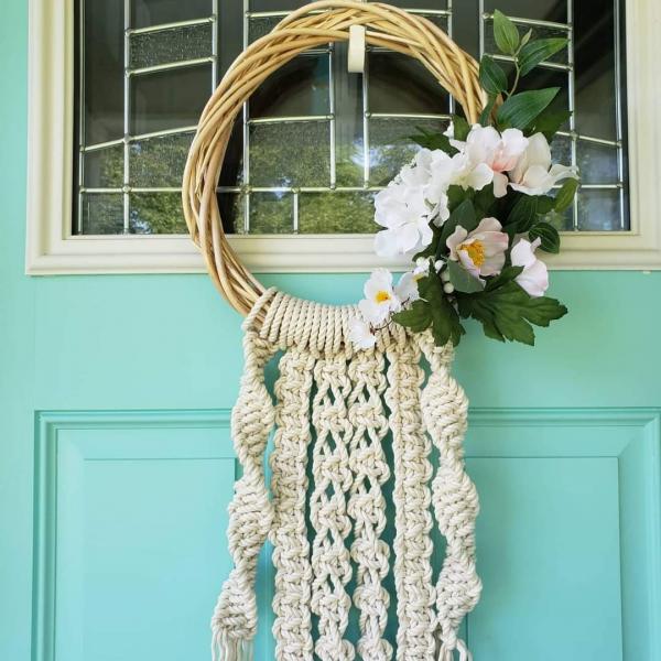 Floral macrame willow wreath 12"