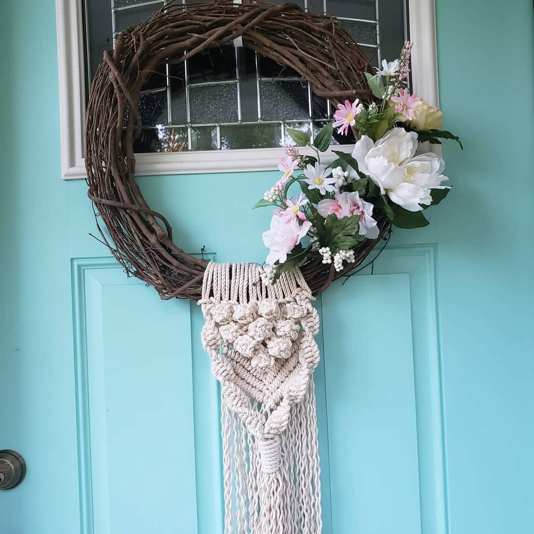 Macrame grapevine wreath 18" picture