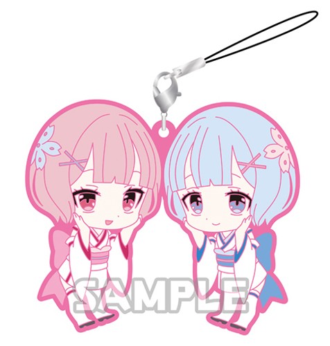 Re:Zero Rem and Ram Pairs Kimono Rubber Phone Strap