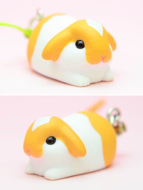 Usagi Tan and White Lying Bunny Rabbit Mascot Phone Strap