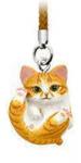 Manmaru Neko Orange Striped  Kitten Cat Netsuke Mascot Phone Strap