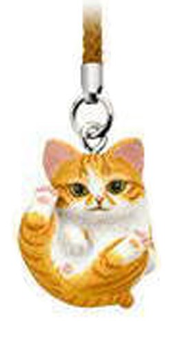 Manmaru Neko Orange Striped  Kitten Cat Netsuke Mascot Phone Strap