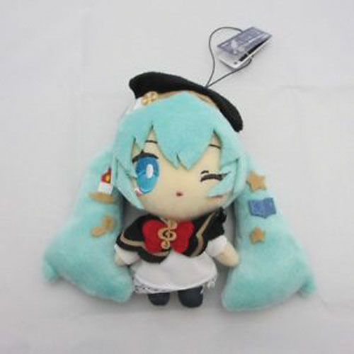 Vocaloid 4'' Hatsune Miku Winking Black Winter Image Plush Phone Strap