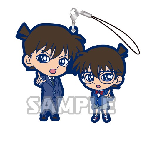 Detective Conan Kudou Shinichi and Conan Gashapon Rubber Phone Strap picture