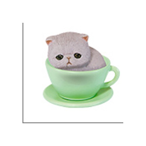 Kitten in Tea Cup Gray Cat, Green Cup Phone Strap
