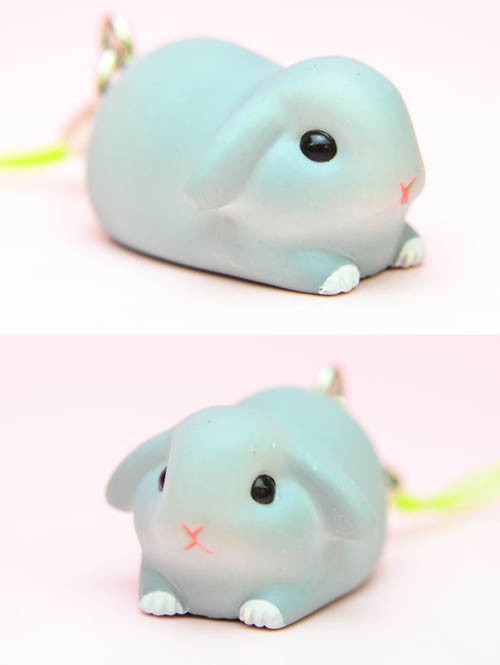 Usagi Gray Lying Bunny Rabbit Mascot Phone Strap