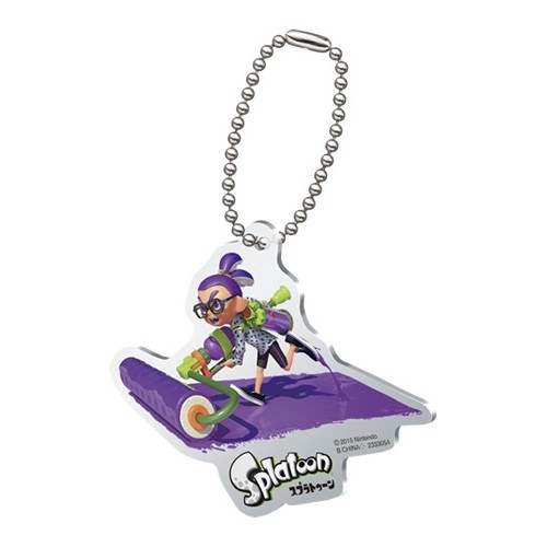 Splatoon Blue Male Inkling Rolling Paint Acrylic Key Chain picture