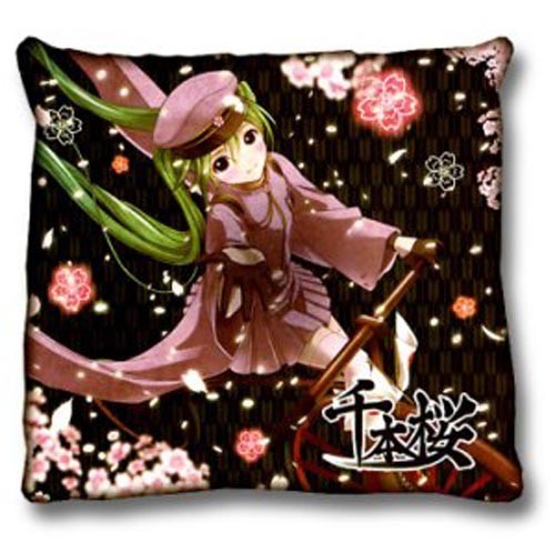 Vocaloid 2' Hatune Miku Throw Pillow Black