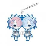 Re:Zero Rem and Ram Sad Pairs Kimono Rubber Phone Strap