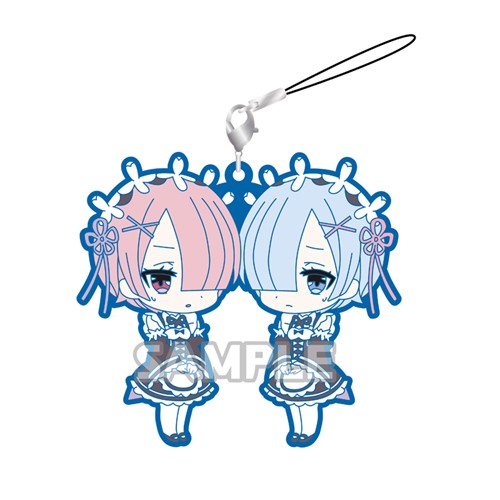 Re:Zero Rem and Ram Sad Pairs Kimono Rubber Phone Strap