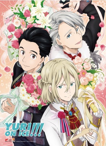 Yuri On Ice Group w/ Flowers Wall Scroll Poster picture