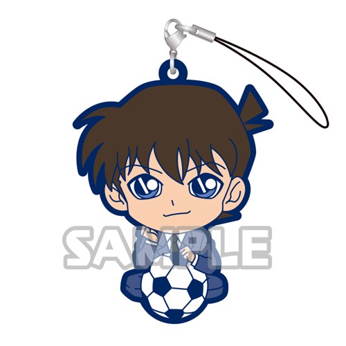 Detective Conan Kudou Shinichi and Soccer Ball Gashapon Rubber Phone Strap picture