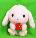 Pote Usa 3'' Pink Bunny Holding Strawberry Amuse Plush Key Chain