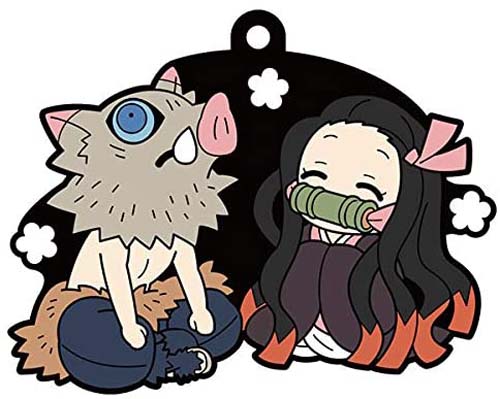 Demon Slayer Hashibira Inosuke, Kamado Nezuko Buddycolle Vol. 2 Rubber Mascot Key Chain