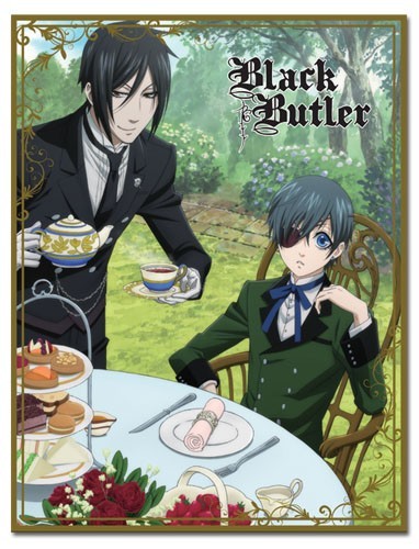 Black Butler Sebastian and Ciel Tea Time Fleece Throw Blanket