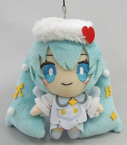 Vocaloid 4'' Hatsune Miku White Winter Image Plush Phone Strap