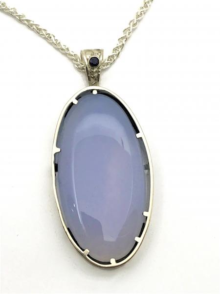 Framed Chalcedony and Iolite Pendant