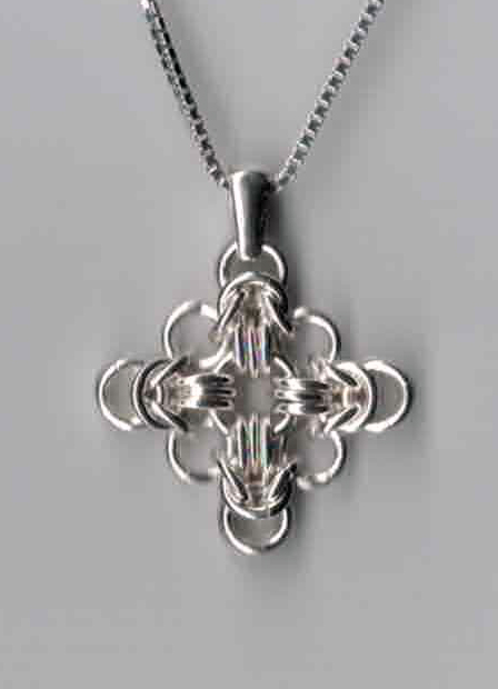 Square Celtic Cross Chainmaille Pendant