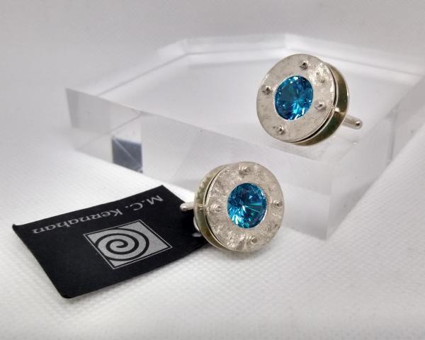 Swiss Blue Cubic Zirconia Cuff Links