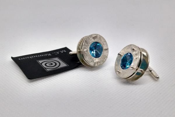 Swiss Blue Cubic Zirconia Cuff Links picture