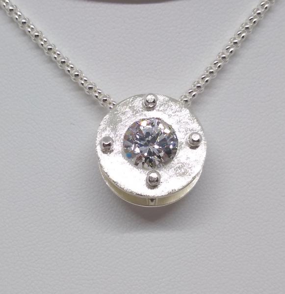 White Cubic Zirconia Stacked Pendant