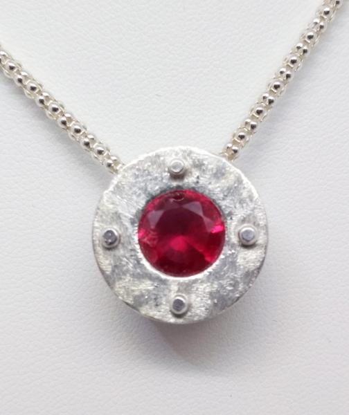 Synthetic Ruby Stacked Pendant
