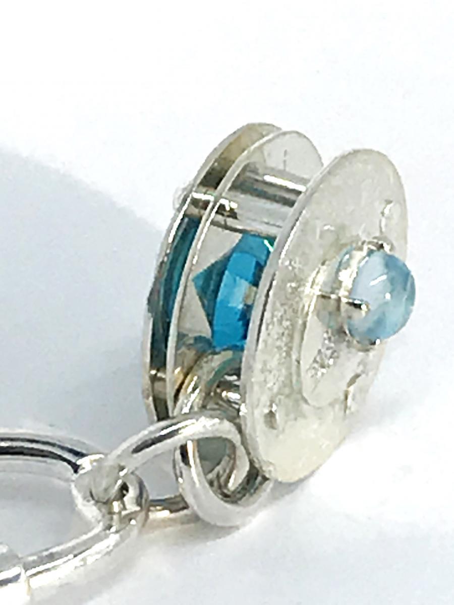 Swiss Blue Cubic Zirconia Stacked Keyring picture