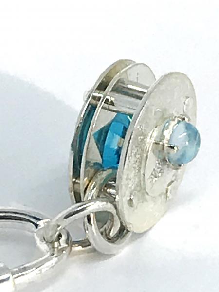 Swiss Blue Cubic Zirconia Stacked Keyring picture