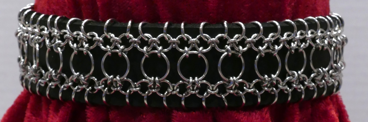 Leather and Stainless Steel Chainmaille Choker picture