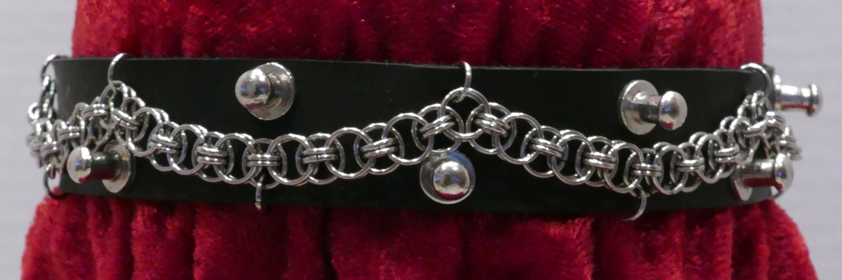 Leather and Stainless Steel Chainmaille Choker picture