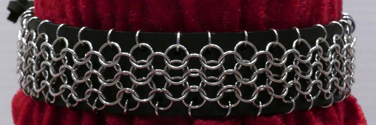 Leather and Stainless Steel Chainmaille Choker picture