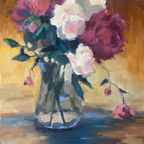 Peonies in a Glass Vase