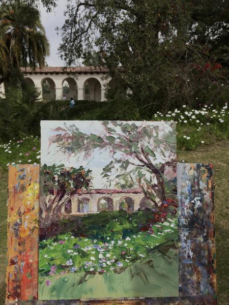 Presidio Mission San Diego Oil Palette Knife Painting picture