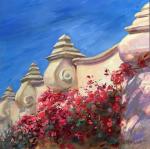 Spanish Village Bougainvillea Oil Painting