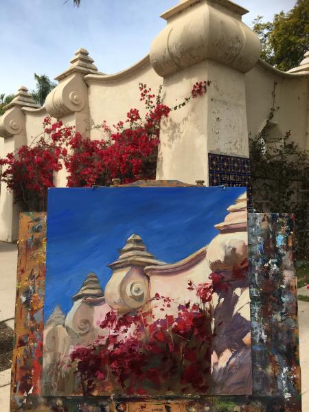 Spanish Village Bougainvillea Oil Painting picture