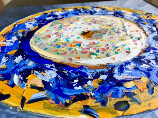 Donut Bar Cake Batter Donut Palette Knife Painting picture