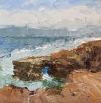 Sunset Cliffs Arch Palette Knife Oil Painting