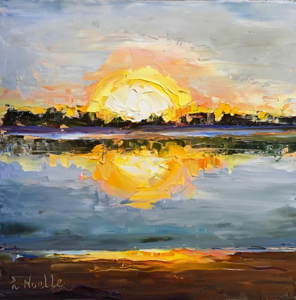 Mission Bay Sunset Palette Knife Oil Painting