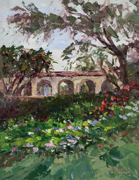 Presidio Mission San Diego Oil Palette Knife Painting