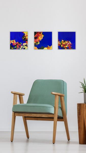 Floral Confetti/Blue Sky Triptych Palette Knife Oil painting picture
