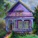 University Heights Purple House Oil Painting