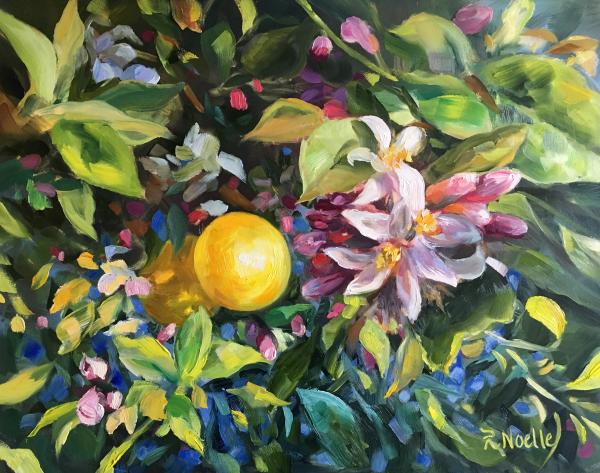 Tropical Lemon Blossoms Oil Painting