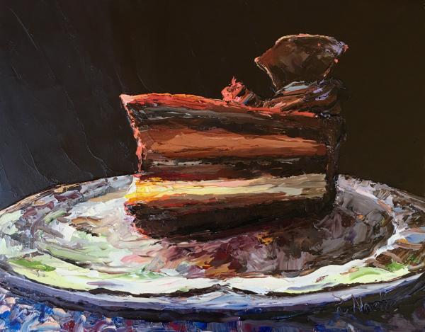 La Bete Noire, Extraordinary Desserts, Palette Knife Oil Painting