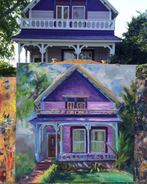 University Heights Purple House Oil Painting picture