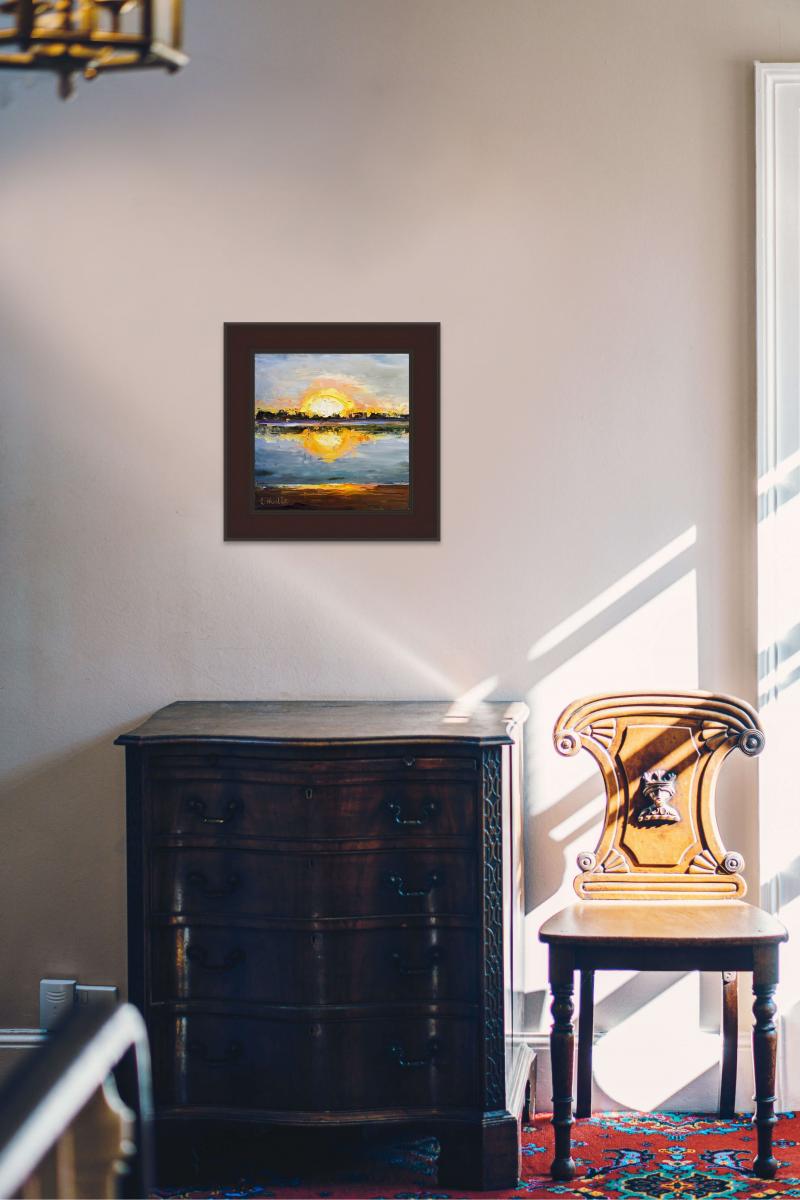 Mission Bay Sunset Palette Knife Oil Painting picture