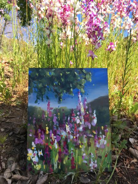 Lake Poway Wildflowers Oil Painting picture