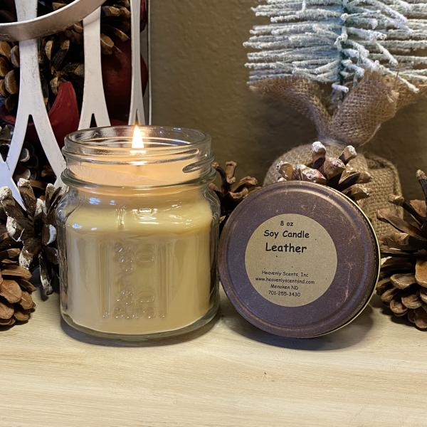 Leather 8 oz Soy Candle picture