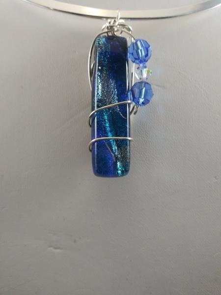Blue dichroic glass pendant only picture