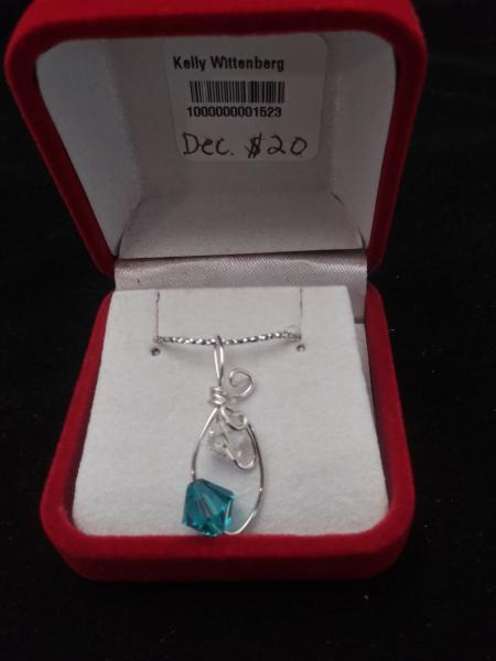 December Blue Zircon Birthstone W/18 inch chain